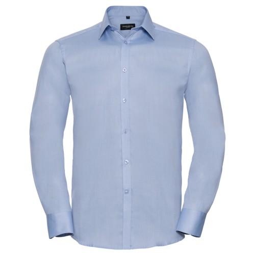 Russell Collection Mens Herringbone Tailored Long-Sleeved Shirt