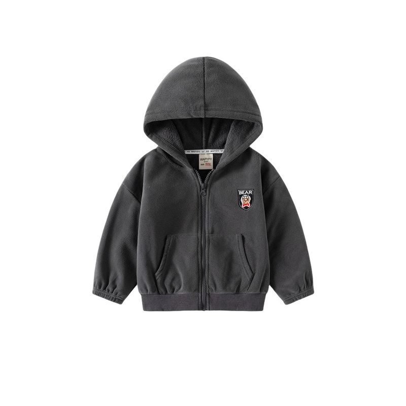 Kids Fleece Hooded Jacket Autumn and Winter Children's Clothing Boys' Bear Zip-up Shirt Boys' Double-Sided Polar Fleece Hoodie