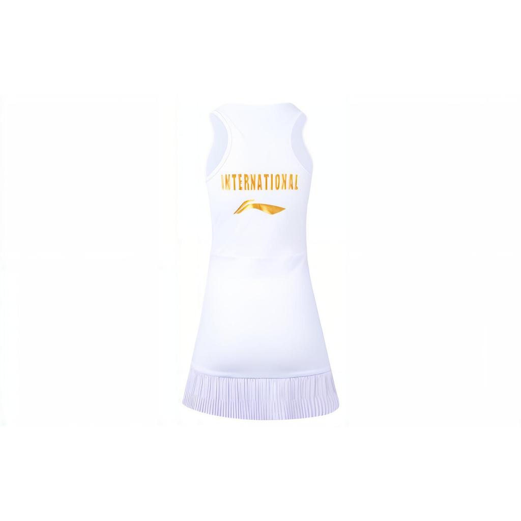 Li Ning International Star Competition Series Quick-Dry Breathable Sleeveless Dress Women dresses White ASKT024-2
