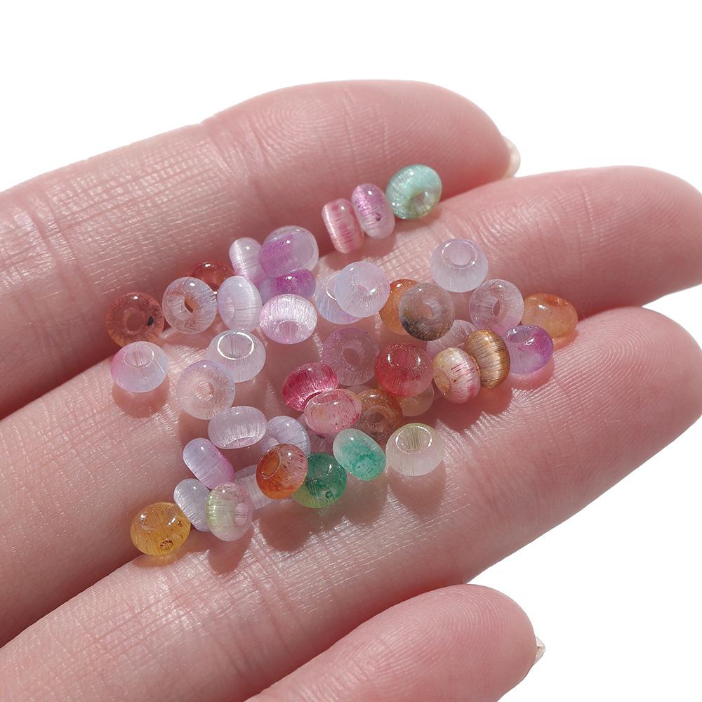 About 2 * 4mm Glass Two-color Cat's Eye Beads, DIY Bracelet Beaded Jewelry Accessories