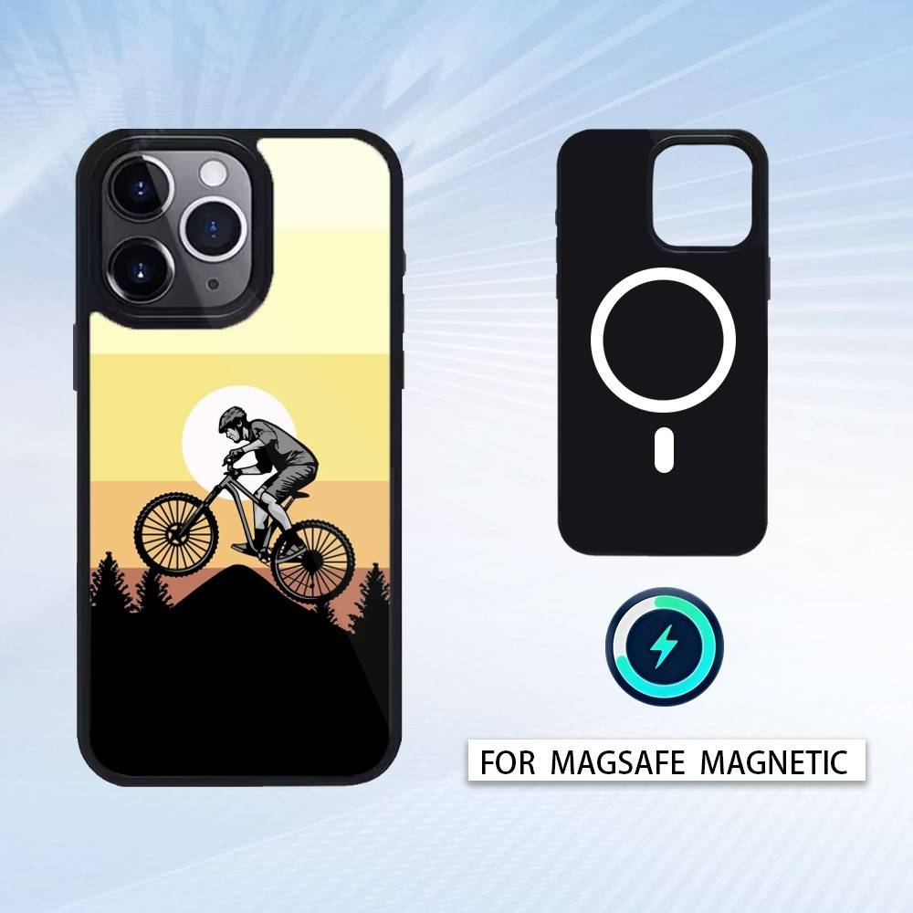 MTB Mountainbike Handyhülle Für iPhone 16,15,14,13,12,Pro,Max Für Magsafe Magnetisches Kabelloses Laden