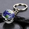 Luminous Sun Nine Planets Jupiter Milky Way Galaxy Keychain Pendant Round Double Sided Earth Keychain Bag Hanging Decor