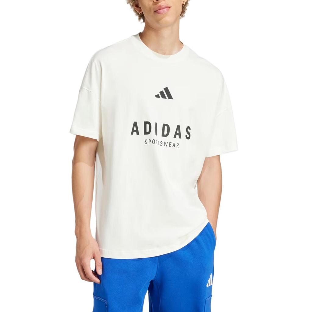 adidas All Season Soft Skin Fashion Comfortable Short Sleeve T-Shirt Men Tops Off-White JJ3660