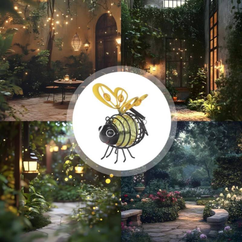 Solar Bee Garden Lantern With Led Lights For Outdoor Garden Decor And Landscape Illumination