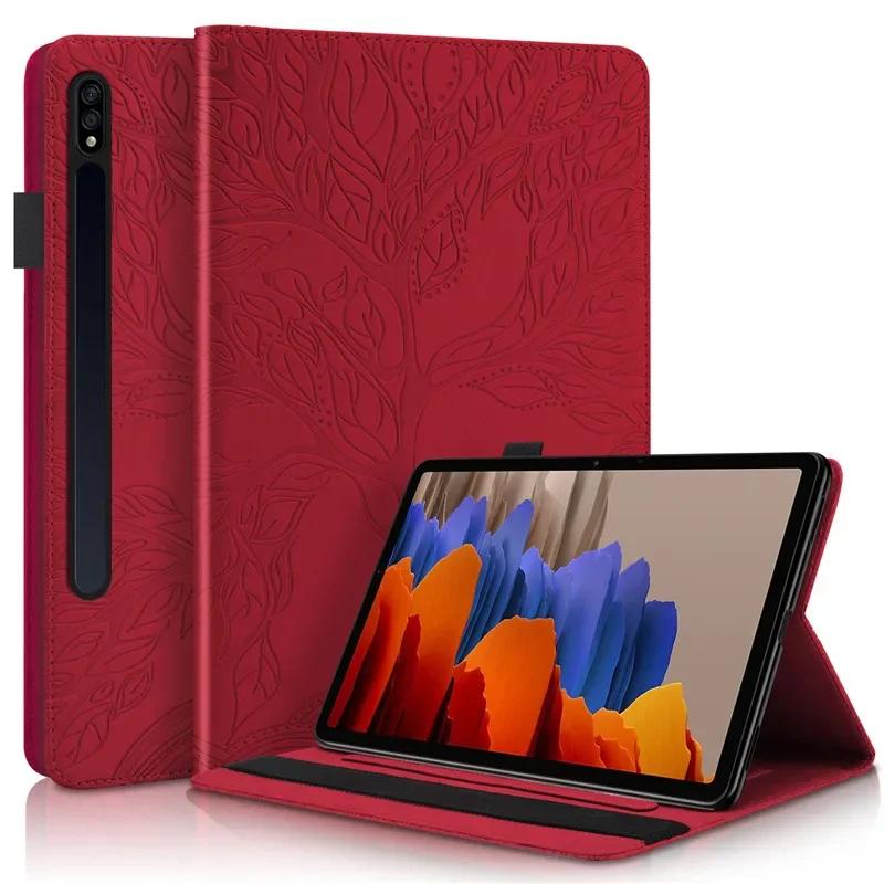 Coque for Samsung Tab S9 FE Case 10.9 Inch Embossed Tree PU Leather Flip Tablet Cover for Funda Galaxy Tab S9 FE S8 S7 Case 11"