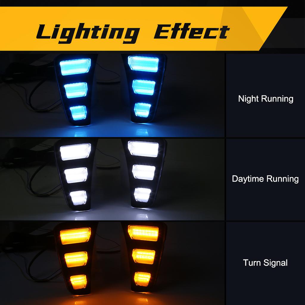 Led DRL For Kia Pegas 2018 2019 Daytime Running Lights Dynamic Turn Signal Fog Lamps Auto White Yellow Blue Car Accessories 12V