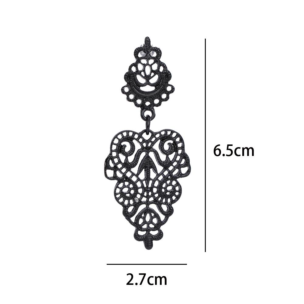 Women Dangle Black Fashion Long Boho Earrings Zinc Zinc Alloy Leaves Dangle Earrings