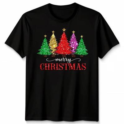 Christmas Trees Glitter Holiday Mens T-Shirt Womens Tee Merry Christmas Unisex T-Shirt