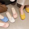 Large size slippers, women 41 to 43 wear flat-bottomed French bag head, half-towed fairy wind soft bottom, and cool slippers.