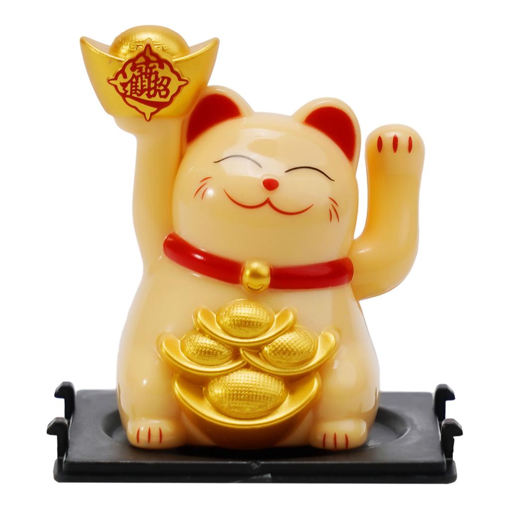 Solar Car Maneki Neko Lucky Cat Home Decor Waving Hand Cat Feng Shui Ceramic Fortune Cat Statue Kawaii Room Decor Accessories