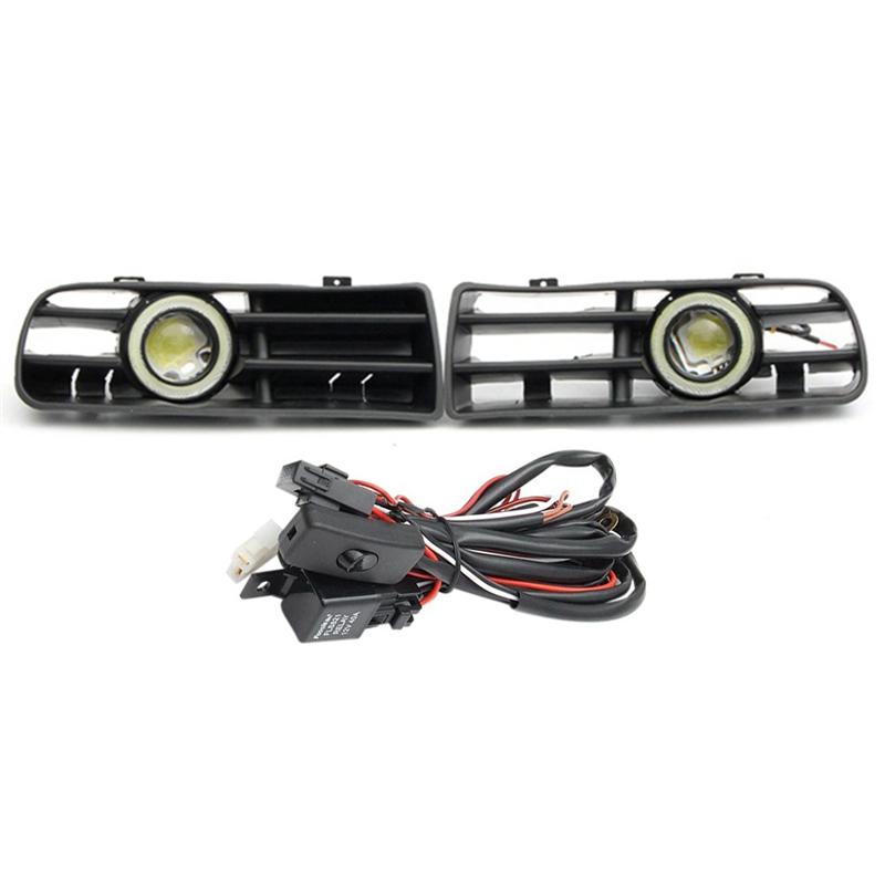 1Set Car Grill LED Fog Light Grille Lower Grill With LED DRL Lamp For VW GOLF MK4 1998-2004