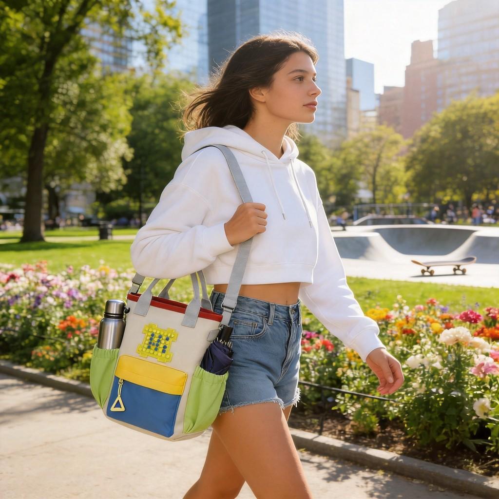 Street Style Nylon Water Bottle Bag With Multiple Pockets For Daily Use