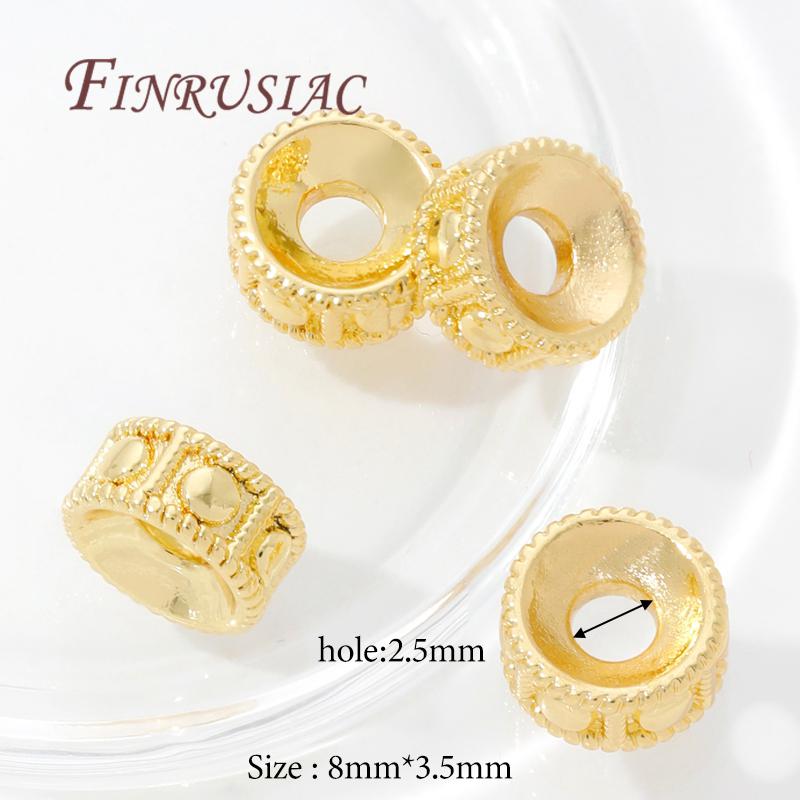 18K Gold Plated Brass Spacer Beads For Bracelets Accessories,Separator For Beads,DIY Jewelry Making Supplies,Round Metal Bead