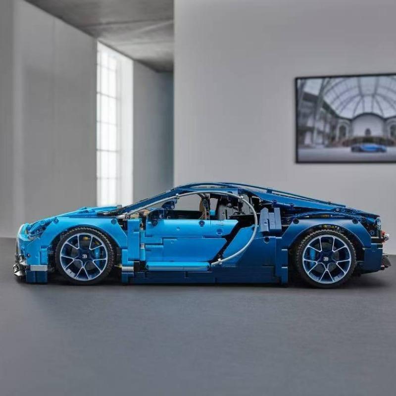 1:8 Big Bugatti Sports Car Building Block Model Children's Difficult Assembly Sports Car Boy Birthday Gift
