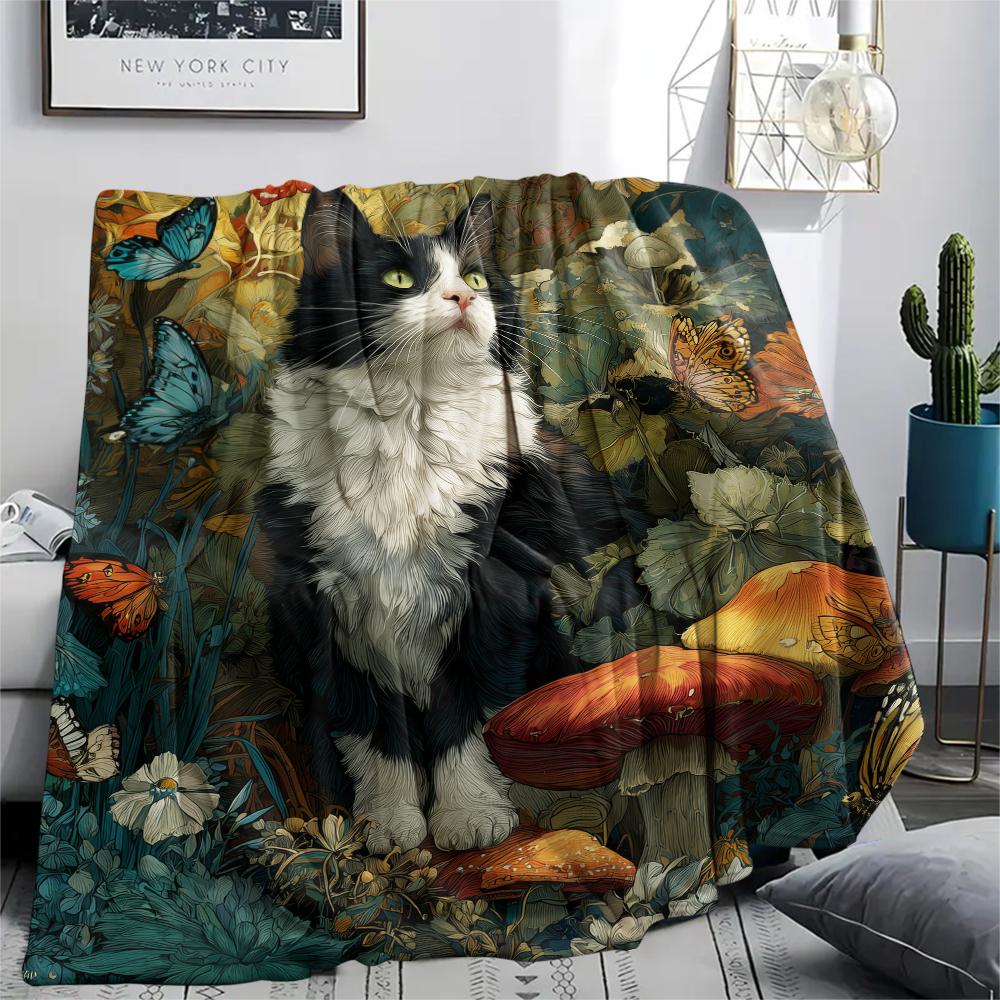 Calico Cat,pattern Flannel Blanket, High Quality Comfortable for All Seasons, Home Decor, Warmth and Comfort, Perfect for Gifts.