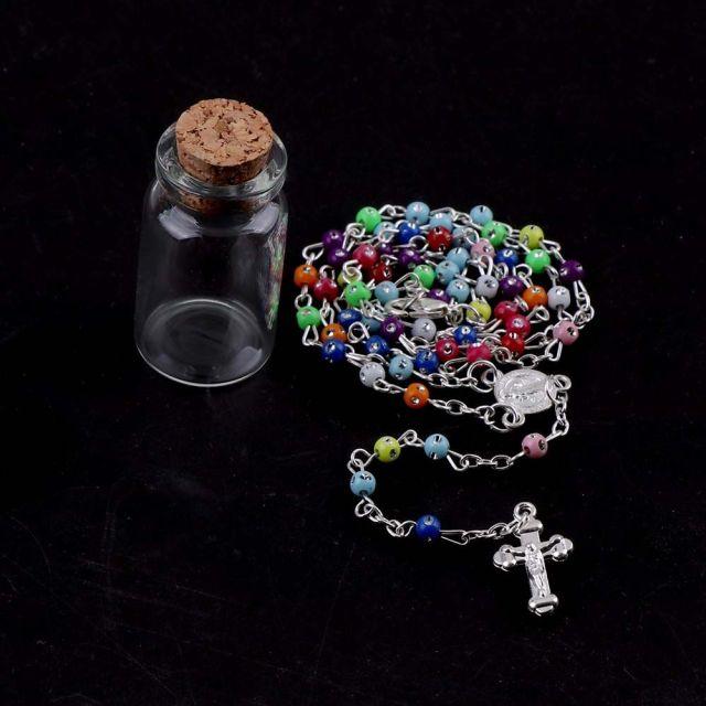 

Fashion Religious Wishing Bottle Plated Diamond Necklace Women s Christian Virgin Mary Jesus Cross Pendant Chain Fashion Jewelry