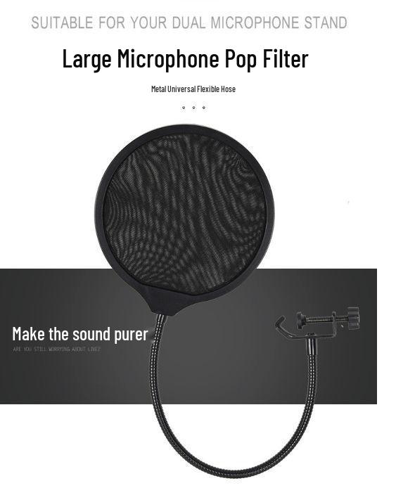 Dual-layer Pop Filter & Foam Windscreen for Condenser Mics – Noise Reduction & Detachable Mesh