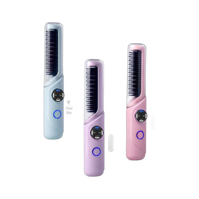 Portable Temperature-Adjustable Hair Styling Comb & Straightener