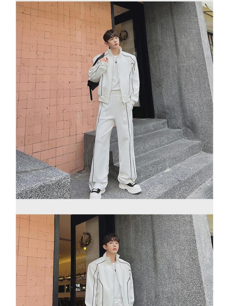 Luxury Men's Casual Sports Suit: Loose Cardigan Jacket & Wide-Leg Pants Set