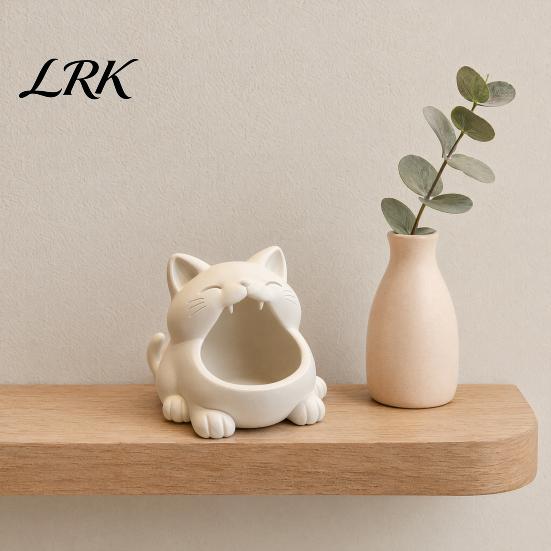 Gift Key Box Storage Box, Big-Mouthed Cat Design Holder, Large Niche Style Container Opening Organizer for Keys Jewelry Small Items Personal Use