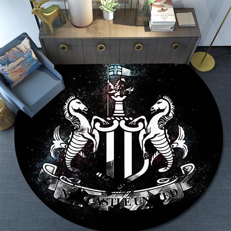 Newcastle United Round Area Rug,Carpet Rug for Living Room Bedroom Sofa Playroom Decor,Non-slip Floor Mat