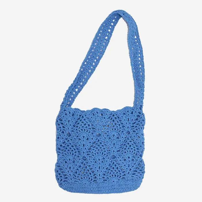 Pineapple Shoulder Bag _ Blue (Pineapple Handmade Crochet Shoulder Bag)