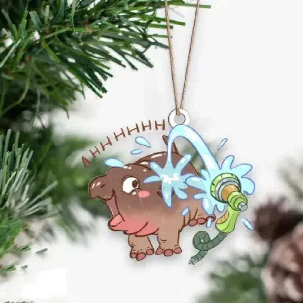 Cartoon Christmas Baby Hippo Ornament Mini Hippo Christmas Tree Decorations  Bedroom Decor