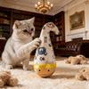 [Wobble Cat Toy]1pc Wobble Cat Toy with Vibrant Artificial Feathers/Twisted - Moving & Wobbling Action, Interactive Self-Play for Cats, Durable Nylon