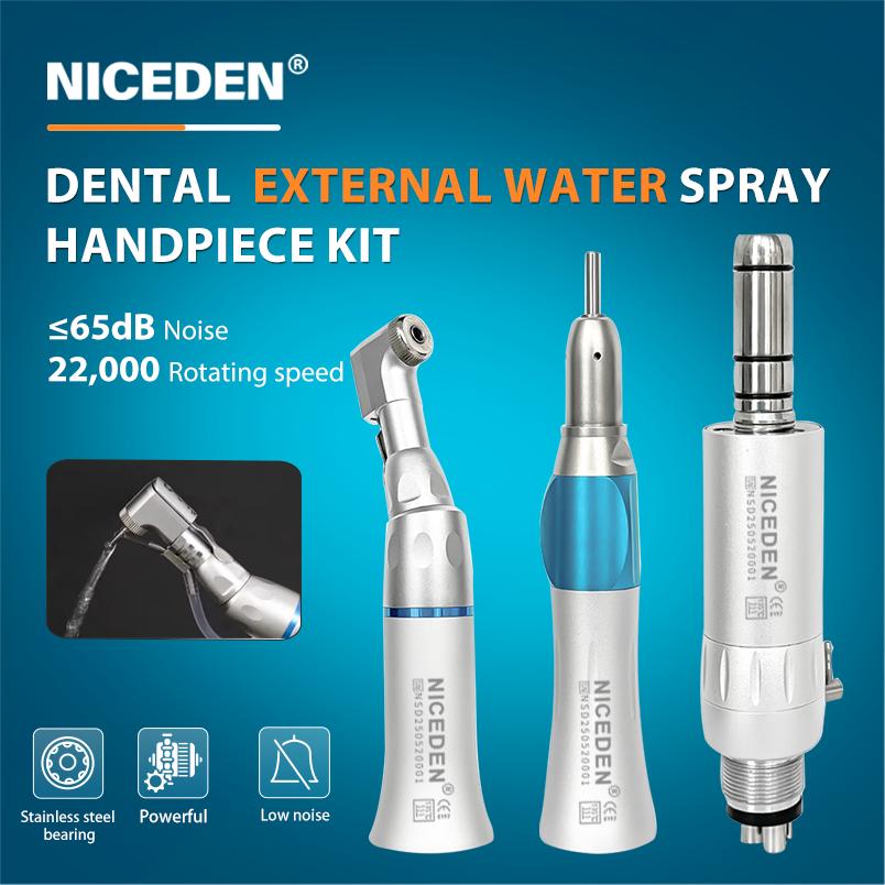 Dental Low Speed Handpiece Set EX-203C External Spray Air Motor Straight Handpiece Contra Angle Handpiece Set E Type 2/4 Hole