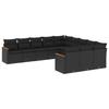 VidaXL Salon de Jardin avec Coussins 11 pcs, Canapés de Terrasse, Ensemble de Meubles de Patio, Mobilier d'Extérieur, Noir 3226426