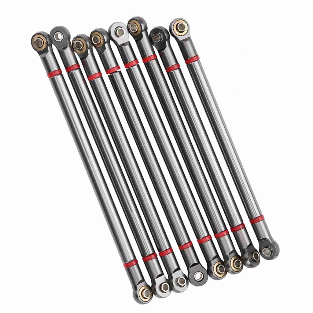 8Pcs Aluminium Alloy Link Rod for SCX10 1 10 313mm Wheelbase RC Crawler Car (Titanium Color)