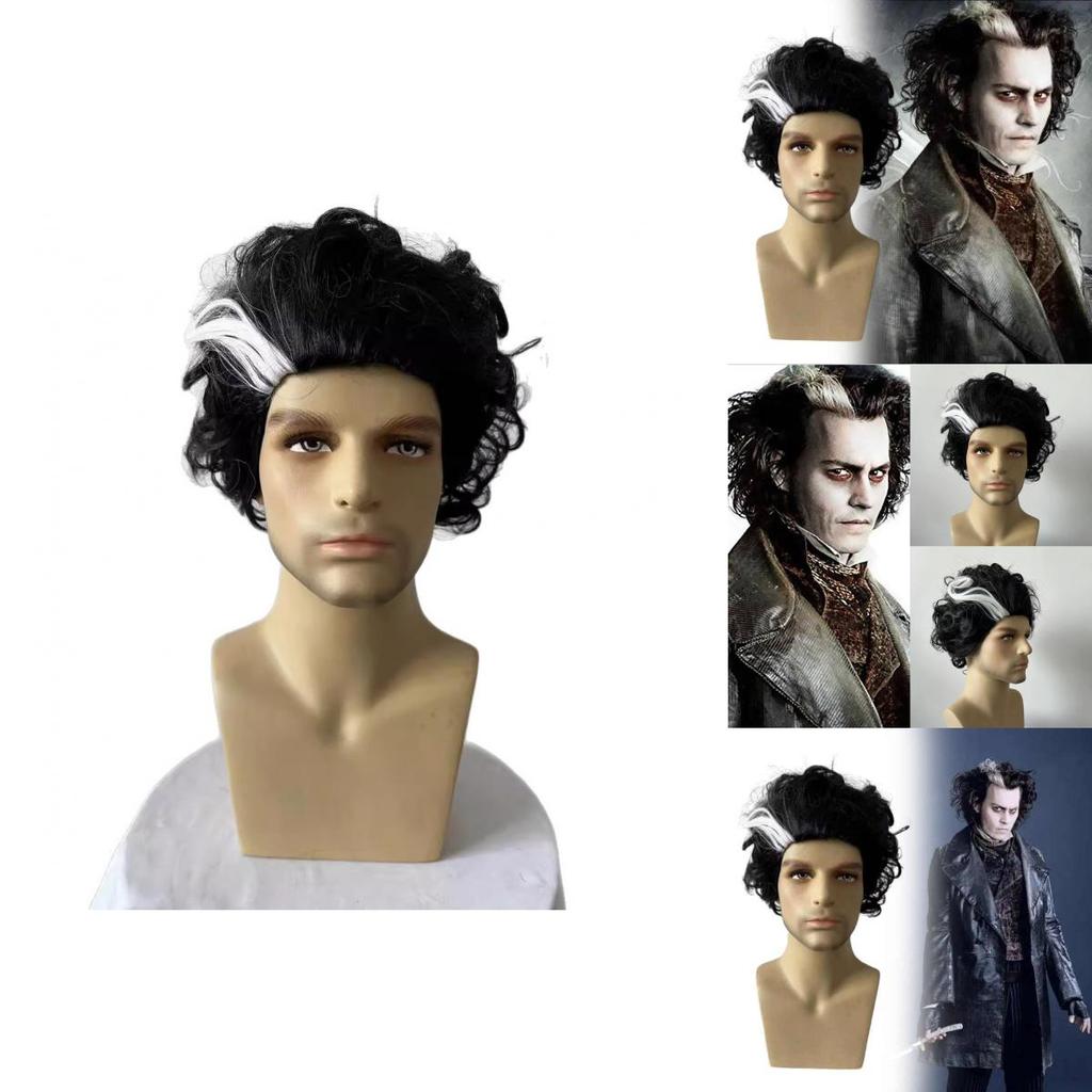 Sweeney Todd The Demon Barber Of Fleet Street Wig Short Curly For Halloween Party Cosplay