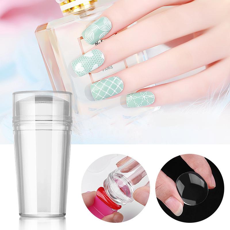 Silicone Nail Stamper French Nail Tips Double Head Transparent Jelly Stencil Template Seal Stamper Scraper For Fast Nails Tip Nail Polish Stamping