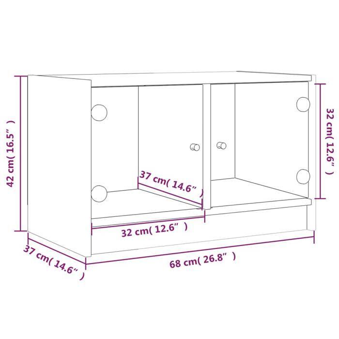 VidaXL Meuble TV avec portes en verre blanc 68x37x42 cm 836357