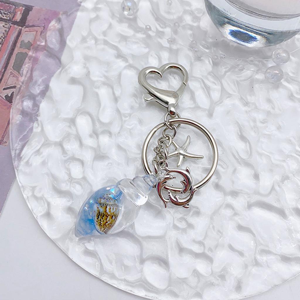 Stylish Ocean Themed Keychain Bag Purse Keyrings Backpack Pendant Conch Key Ornament Perfect Gift for Fashion Lover