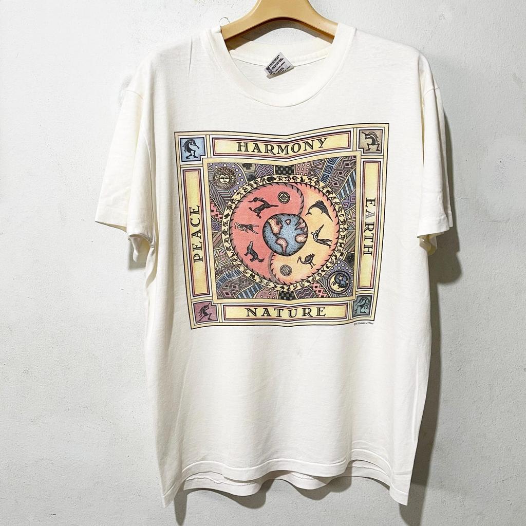 Vintage 1994 Human i Tees Harmony Peace Earth T-Shirt Size M