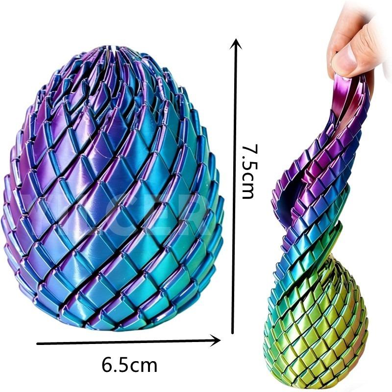 Twisty Fidget Egg, 3D Printed Slippery Egg Fidget, Easter Dragon Eggs, Easter Basket Stuffers Essentials,Stress Relief Desk Fidget Toy for Adults
