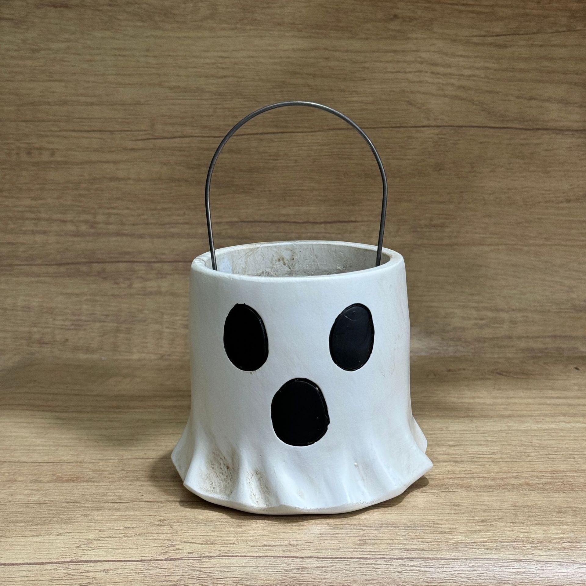 Halloween Cute Ghost Bucket  Candy Bowl  Vase Decoration Ghost Bucket Home Decoration Vase Home Decoration Supplies Funny Gift