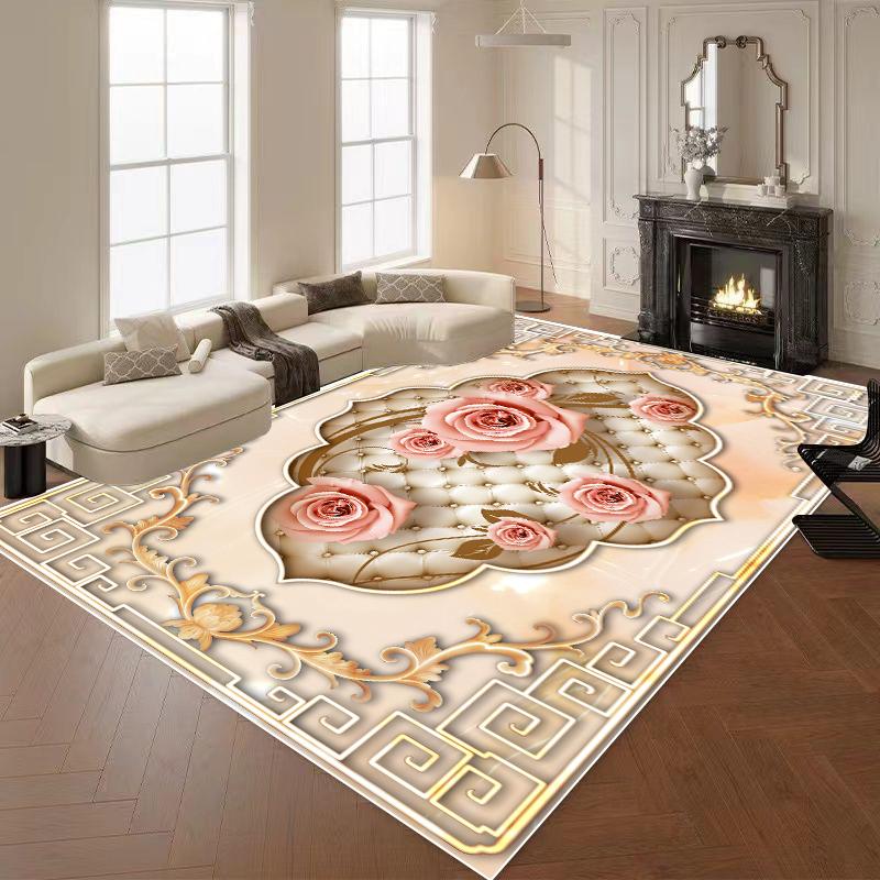 European Luxury Carpets for Living Room 3D Flower Decor Rug Large Bedroom Decoration Cloakroom Rug Non-slip Floor Mat Washable
