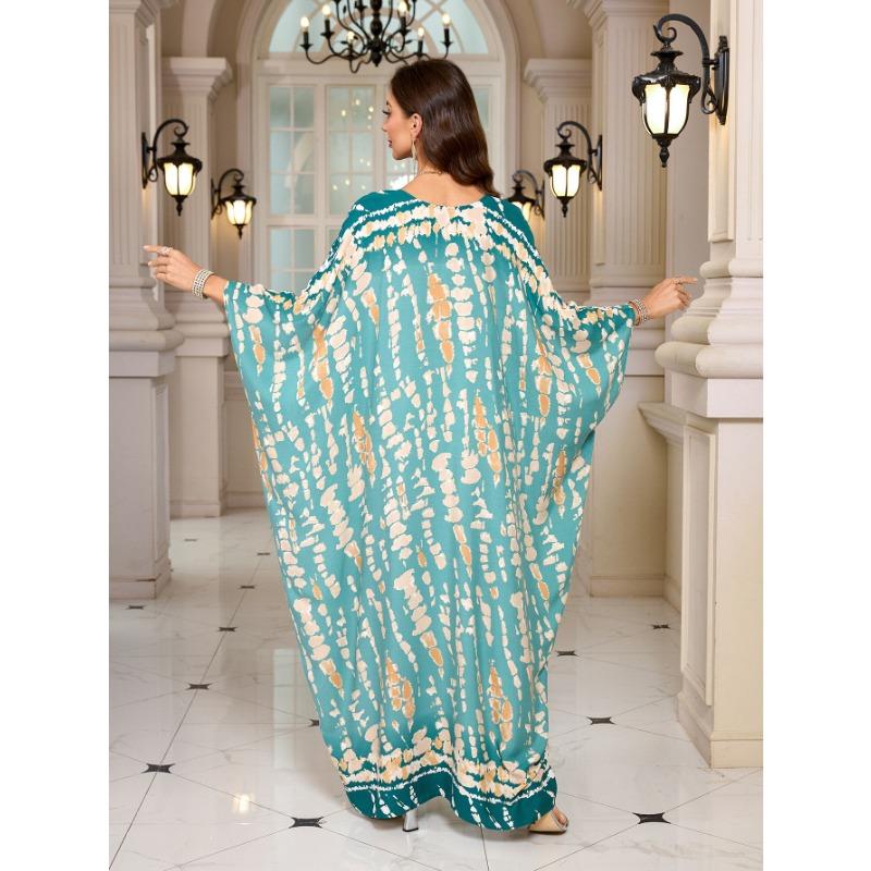 Vestidos casuales holgados con escote en V y manga larga con estampado geométrico de moda para mujer primavera otoño