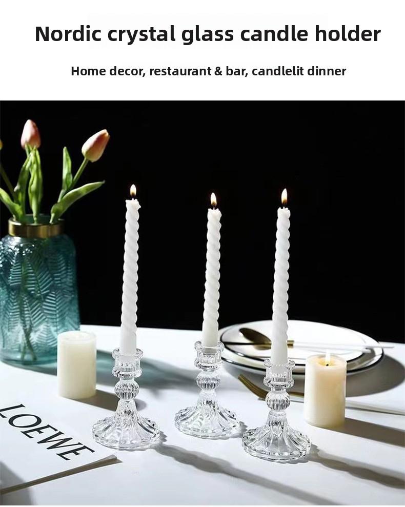 Nordic Retro Transparent Crystal Glass Candle Holder Scented Candle Lamp Stand Dining Table Home Decoration Ornament Glass (White,Short / Small) белый