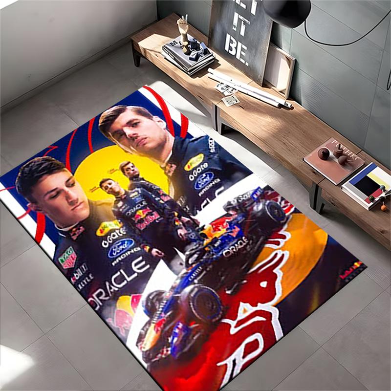 Sports Area Rug, Red Bull F1 Team Oracle Car Poster, Fan Cave Decor, Non-Slip Mat