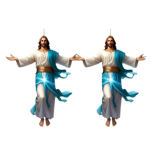 Yousheng 2D Acrylic Jesus Christ Ornament Car Rearview Mirror Hanging Decor Auto Interior Religious Gift for Christian Retro Faith Accessories