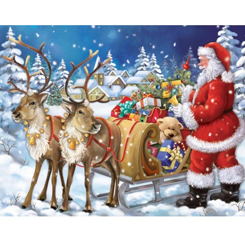 Santa Claus DIY 5D Diamond Painting Full Round Drill Christmas Diamond Embroidery Cross Stitch Kits Gift Wall Art