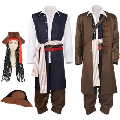 Disfraces de Cosplay 2025: Piratas del Caribe, Manga Larga Unisex con Peluca y Pantalones