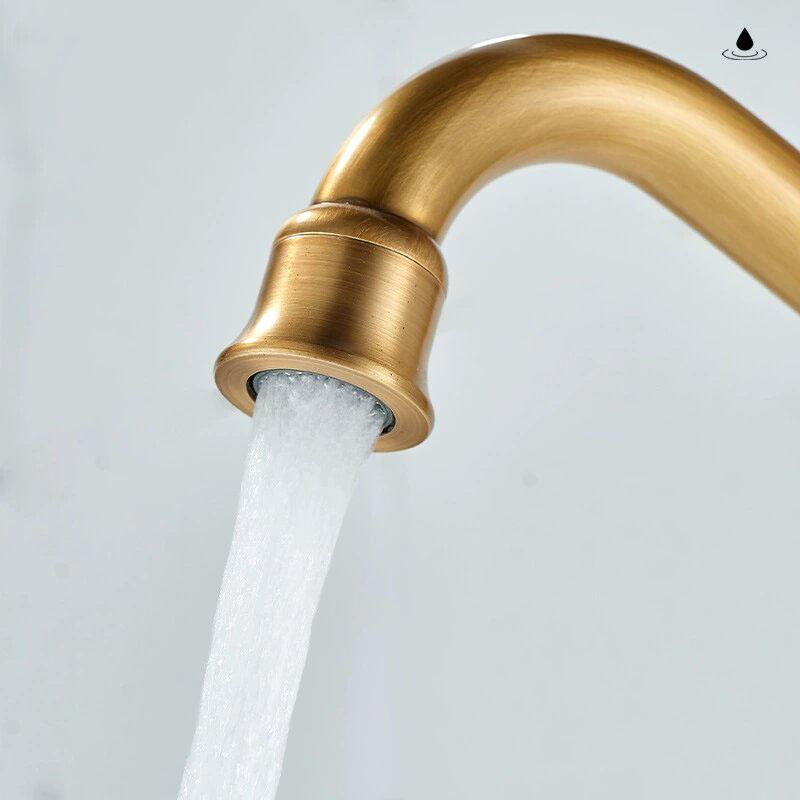 Goldenes Beckenarmatur Chrom Warm- und Kaltwasser-Mischer Antike Waschbeckenarmatur Wasserhähne Das Becken 360° drehbare Armaturen