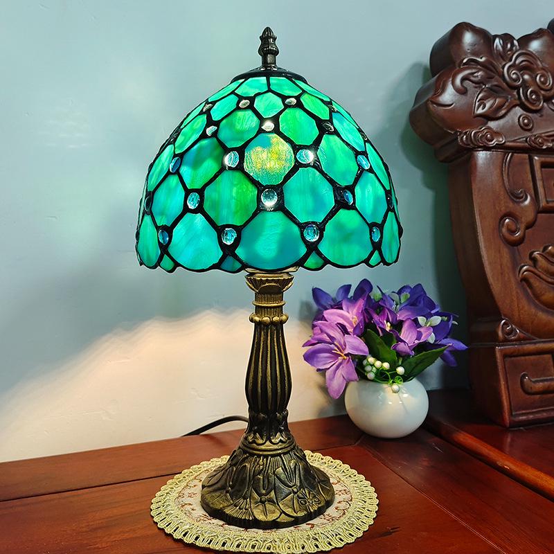 Tiffany Vintage Stained Glass Table Lamp for Bedside or Cafe