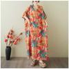 Women's Vintage Long Dress with Cotton and Linen Patterns