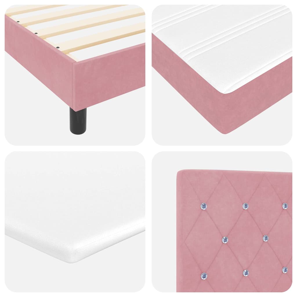 Box Spring Bed with Mattress and Headboard Pink 80 x 200 cm Velvet