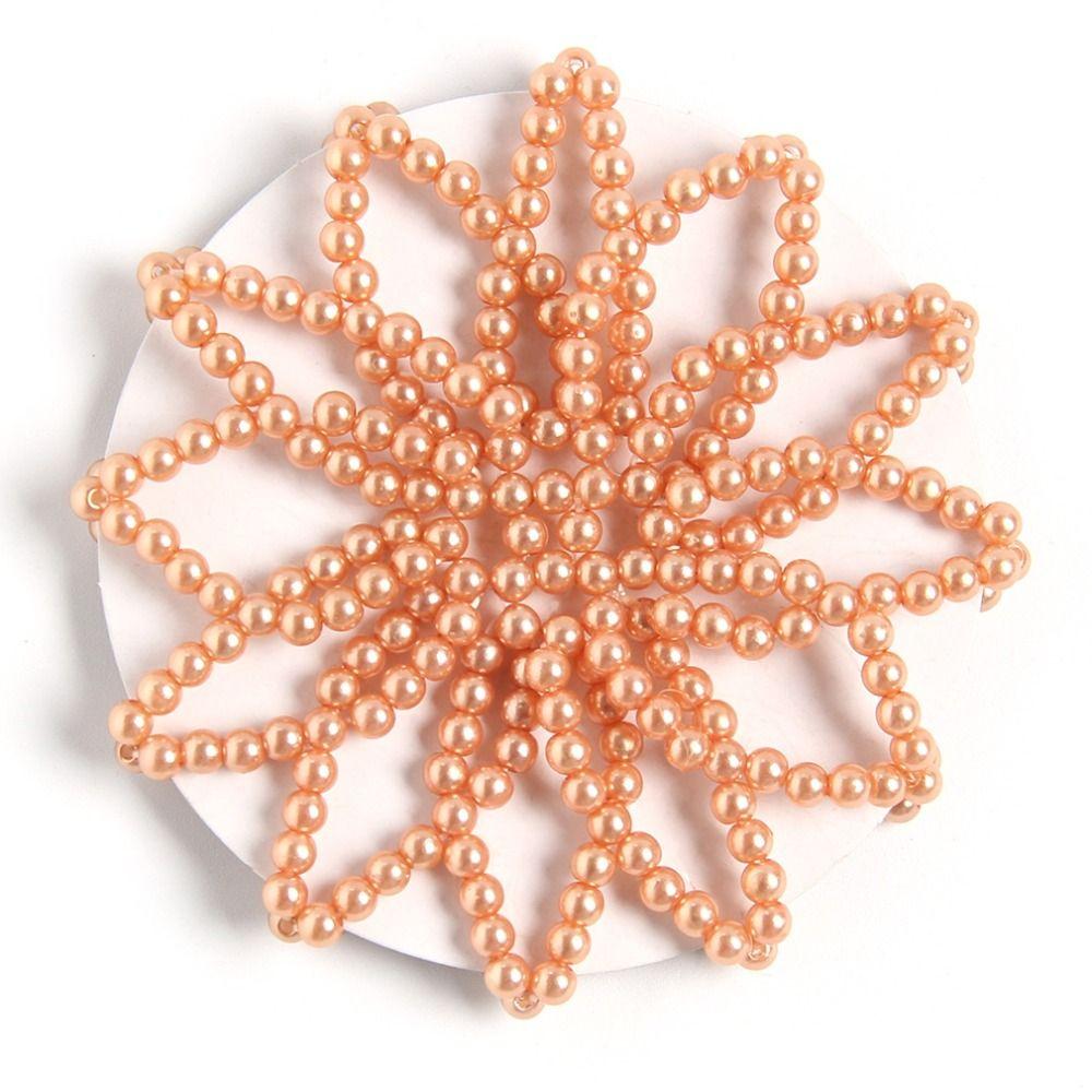 Elegant Pearl Crochet Bun Net Elastic Fake Pearl Hair Nets Hair Bun Covers  Hair Accessories